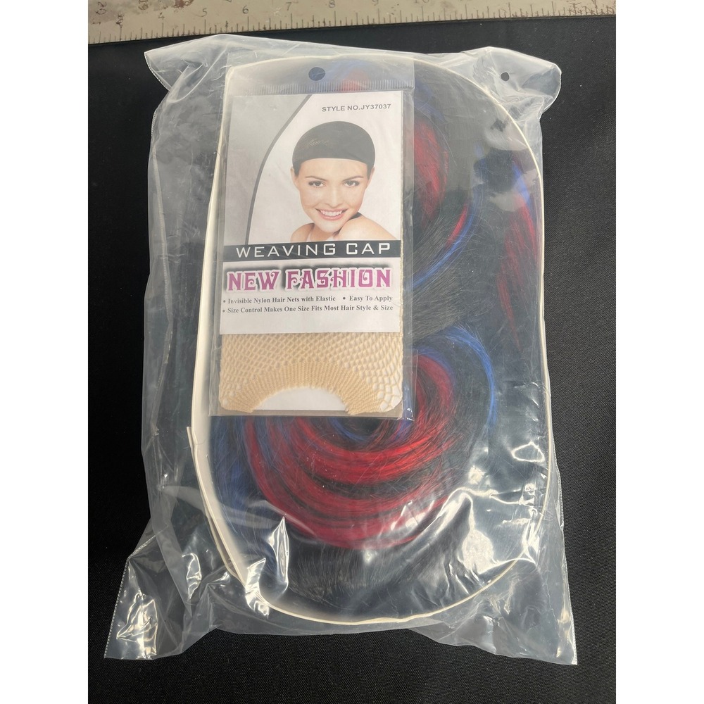 New Fashion Weaving Cap Clip In Hair Extension Red‎ Blue Black Streaks